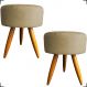 Kit 2 Puff Decorativos Para Sala, Quarto, Manicure Redondo Suede Nude Pé Castanho - Clique E Decore