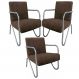 Kit 5 Poltronas Para Sala de Espera Recepção Em Suede Marrom Com Braços Cromados Decorativa Confortável Até 120 Kg - PS