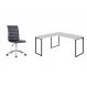 Conjunto de Mesa Kuadra II Branca 150 cm com Cadeira de Escritório Secretária Giratória Marilyn Preta