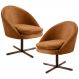 Kit 2 Poltronas Decorativas Giratórias Base Xis Madeira Rafa B-262 Veludo Telha - Domi