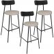 Kit 03 Banquetas Alta Bar Cozinha Sala De Jantar Milão L02 Couríssimo Preto Linho Bege - Lyam Decor