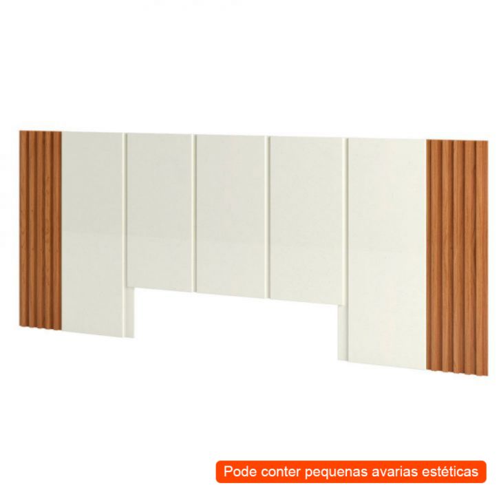 [OUTLET] Cabeceira Casal Fortaleza Off White e Freijó 270 cm