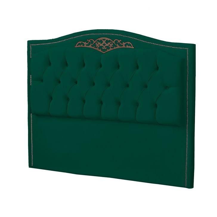 Cabeceira Casal Queen 160cm Decorativa Maitê Veludo Verde - Montanaris Decor