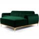 Sofá 6 Lugares com Chaise Direito Para Sala Molino 350 cm D02 Veludo Verde Musgo C-303 - Lyam Decor