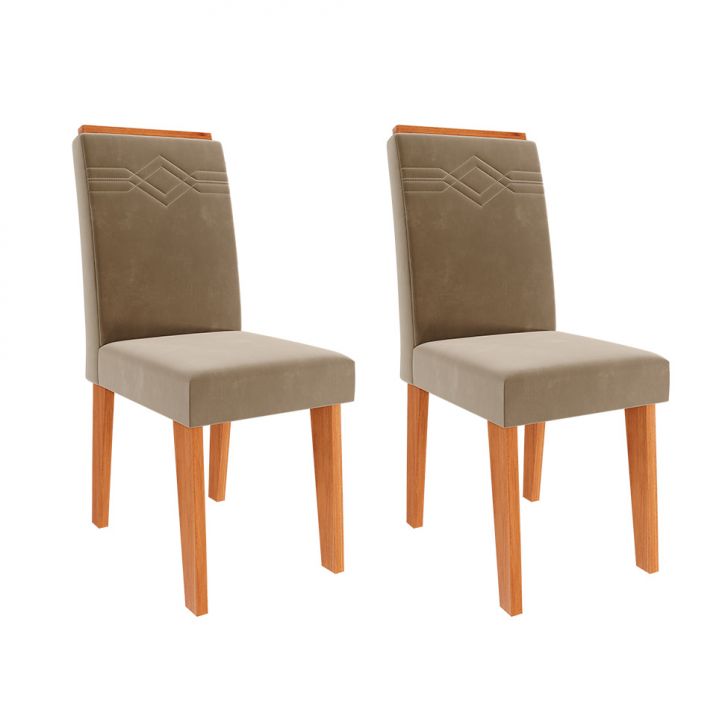 Conjunto com 2 Cadeiras Taís Suede Joli e Cinamomo