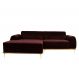 Sofá 3 Lugares Molino com Chaise Esquerdo Veludo Marrom e Dourado