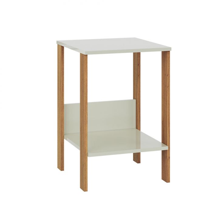 Mesa Lateral de Escritório Lanes 100% MDF Off White e Freijó 40 cm