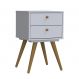 Mesa de Cabeceira Retrô Plus 2 Gavetas Branco