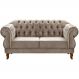 Sofá Chesterfield 2 Lugares Duquesa Vintage Retrô Capitonê Veludo Capuccino