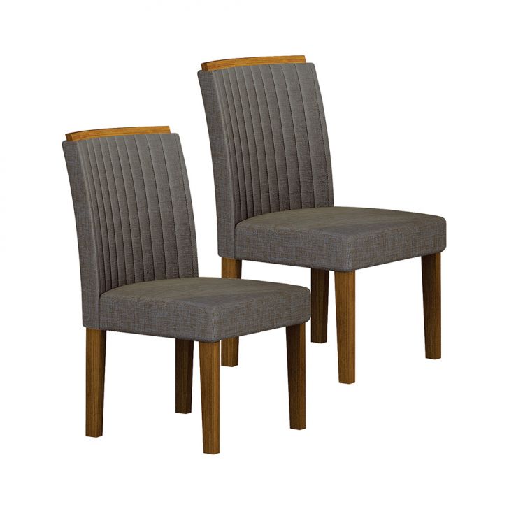 Conjunto Com 2 Cadeiras Jade Linho Chumbo E Freijó