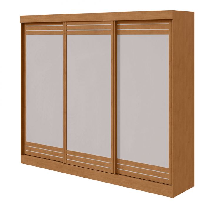 Guarda-roupa Casal Nice 3 Portas 4 Gavetas Amêndoa Clean E Off White