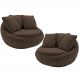 Kit 02 Poltronas Para Sala De Estar Decorativa Giratória Kira M03 Veludo Marrom - Lyam Decor