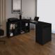 Conjunto de Mesa em L com Armário de Escritório 2 PT Nero Cool Preto