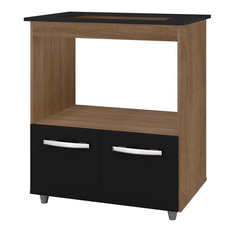 Balcão Cooktop 2 Portas 4 Bocas MDP com Pés Eliana Savana / Preto