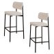 Banqueta Alta Bar Estofada Kit 2 Ella M25 Linho Palha - Mpozenato