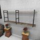 Estante industrial sala aço preto 180x30x68cm amadeirado ind37aesl