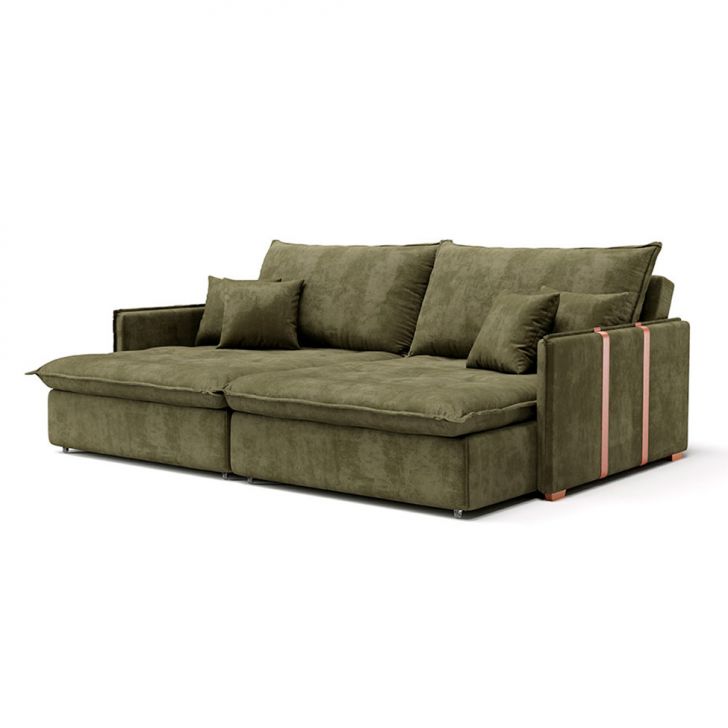 Image of Sofá Retrátil Sem Caixa 3 Lugares Solomons Velosuede Verde 230 Cm PLA-MO173UP61ZSSMOB