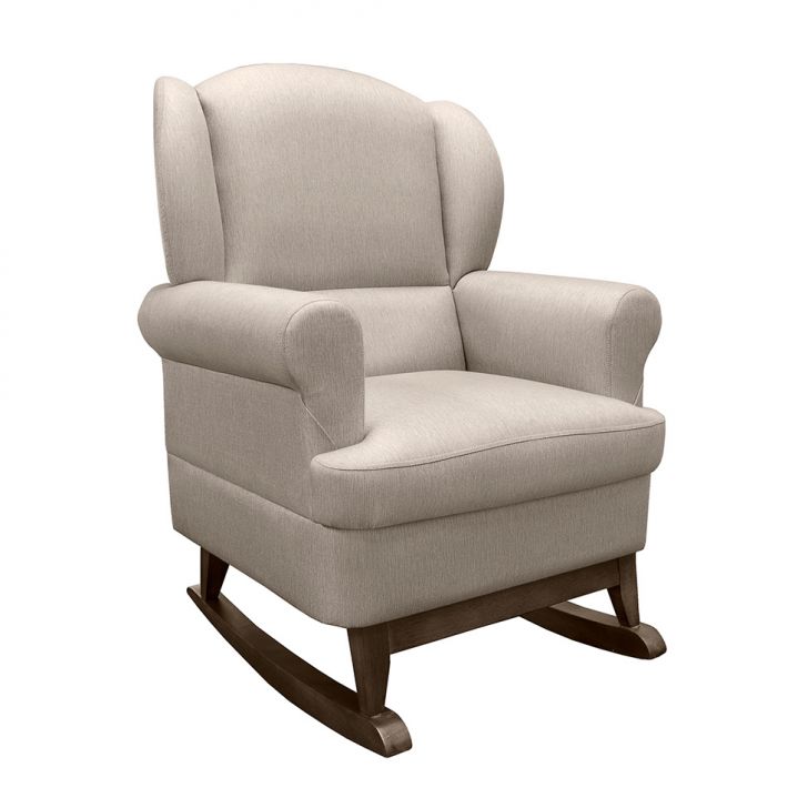 Poltrona para Amamentação Pé Canoa com Puff Sabrina Linho Bege