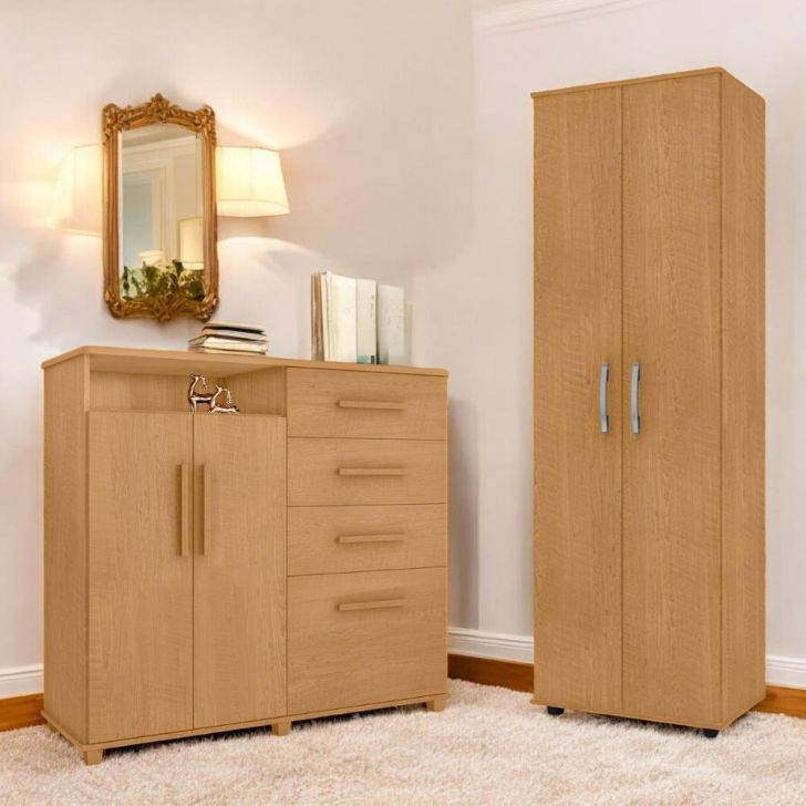Conjunto De Cômoda E Multiuso Naturalle Para Quarto