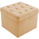 Puff Baú Quadrado Sapateira Decorativo Captonê Mali Suede Marfim