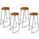 Kit 04 Banquetas Altas Industrial Para Cozinha Sala de Jantar Maia D01 Peroba Rosa - Lyam Decor