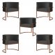Kit 5 Poltronas Decorativa Luana Base Bronze Veludo Cinza - Montanaris Decor