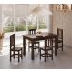 Conjunto Mesa De Madeira Castanho Maciça 120x88 + 4 Cadeiras Sfa
