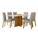Conjunto de Mesa Retangular com Tampo de Vidro Off White Anitta e 6 Cadeiras Mariana Poliéster Nude e Ypê