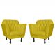 Kit 02 Poltronas Decorativas Helena Pés Luis XV Suede Amarelo - DS Estofados