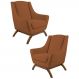 Kit 2 Poltronas Decorativas Base Manu Madeira Juliet B-262 Veludo Telha- Domi