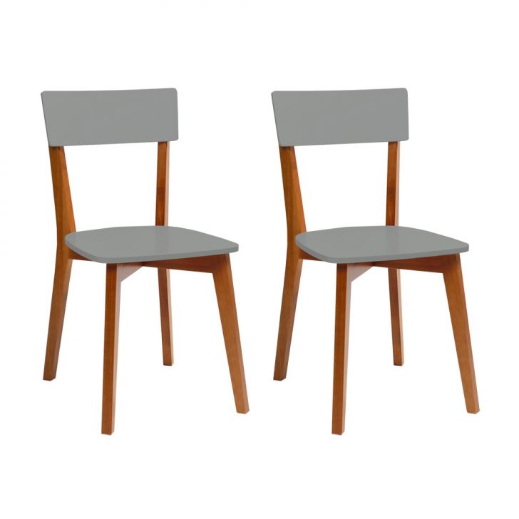 Conjunto com 2 Cadeiras Tóquio Castanho e Cinza
