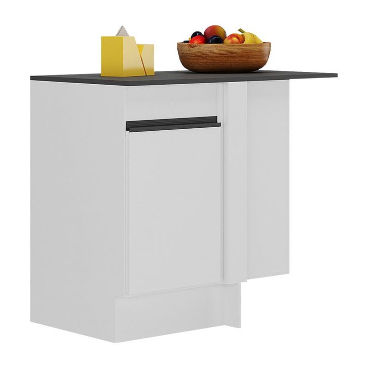 Balcão Cozinha de Canto com Rodapé 1 Porta Veneza Multimóveis V2120 Branco/Preto