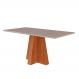 Mesa de Jantar Retangular com Tampo de Vidro Patricia Cinamomo e Off White 160 cm