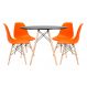 Conjunto - Mesa Eames 100 cm preto + 4 cadeiras Eames Eiffel DSW laranja