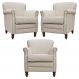 Kit 03 Poltronas Decorativas Sala de Estar Brunei Pés Madeira Couro Off White G58 - Gran Belo