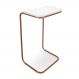 Mesa Lateral Tampo Branco Multiuso para Sofá Base Bronze D'Rossi