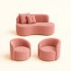 Conjunto Decorativo 02 Poltronas + Sofá Curvo Orgânico Nature Gaia Veludo Rosa - Montanaris Decor