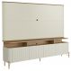 Rack Sala Com Painel Para TV 75 Pol 4 Portas Brise 180cm Pés Dourado Clio I03 Louro Luna - Lyam