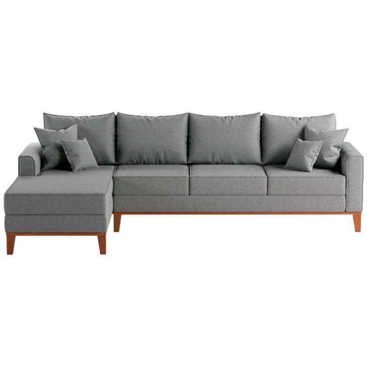 Image of Sofá 4 Lugares Beny Com Chaise Esquerdo Linho Cinza PLA-MO173UP51ZRGMOB
