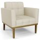 Poltrona Decorativa Base Madeira Castanho Ana Veludo Luxo Off White - Ibiza