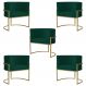 Kit 5 Poltronas Decorativa Sala de Estar Luana Base Gold Suede Verde - Montanaris Decor