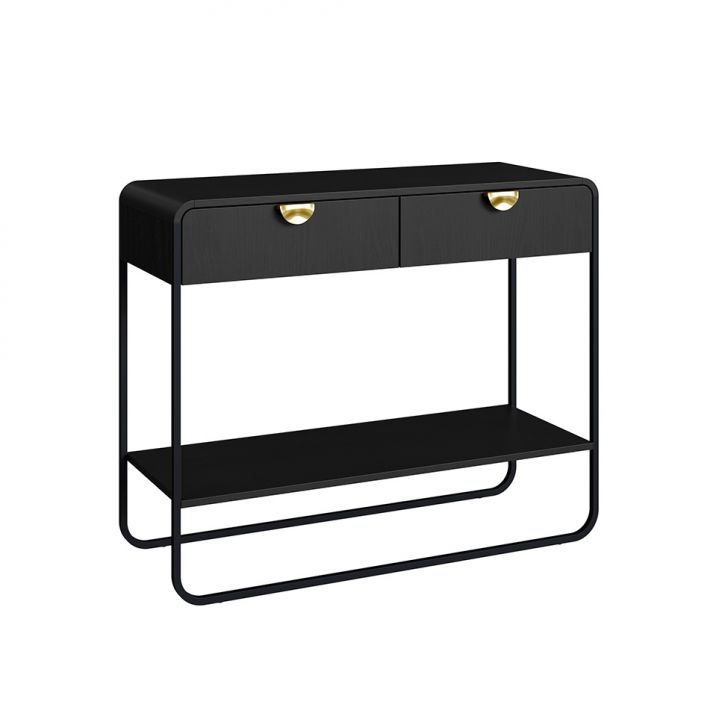 Aparador Luna 2 Gavetas Preto e Dourado