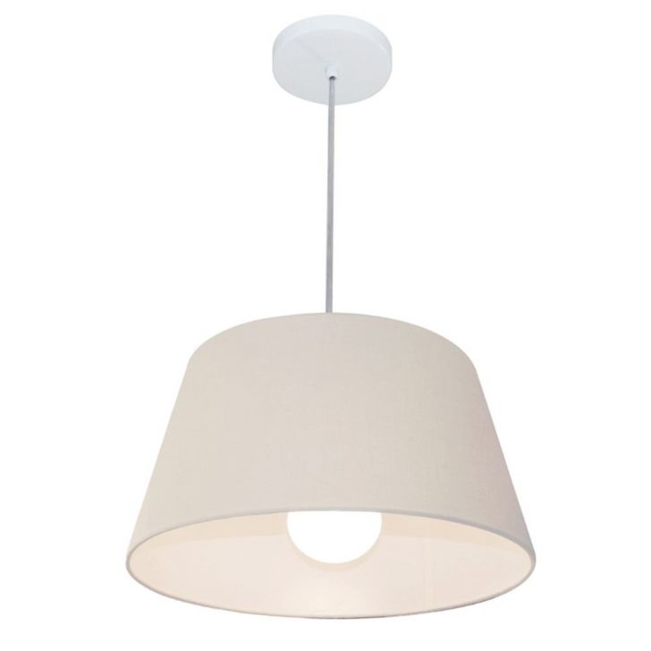 Pendente Cone Md-4039 Cúpula em Tecido 21-40x30cm Branco - Bivolt