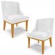 Kit 2 Cadeiras Decorativas Sala de Jantar Base Fixa de Madeira Firenze PU Branco Brilho/Castanho G19 - Gran Belo
