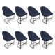 Kit 08 Cadeiras Poltrona de Jantar Bela Suede Azul Marinho Base Metálica Industrial Preto - Pallazio
