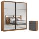 Image of Conjunto Quarto Guarda Roupa com 2 Espelhos e Comoda Napolis Amendola Grafito DE626CL51YKAMOB