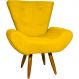 Poltrona Decorativa Para Sala, Escritório, Recepção Emilia Suede Amarelo Pé Castanho - Clique E Decore
