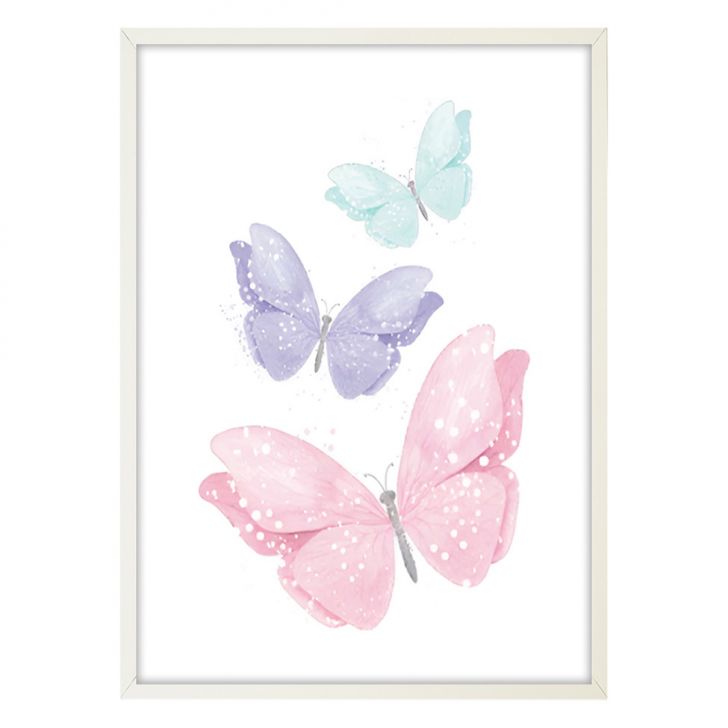 Quadro Infantil Selva Borboletas sem Vidro Colorido 20x30 cm