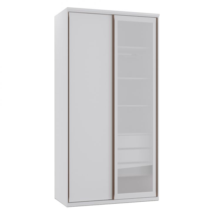 Image of Guarda-roupa Solteiro Com Espelho Reflecta Elite Ii 2 Portas 3 Gavetas Branco PLA-PR677CL51WZGMOB