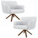 Kit 2 Poltronas Decorativas Giratórias Base Giromad Madeira Jade C-12 Corano Branco - Domi